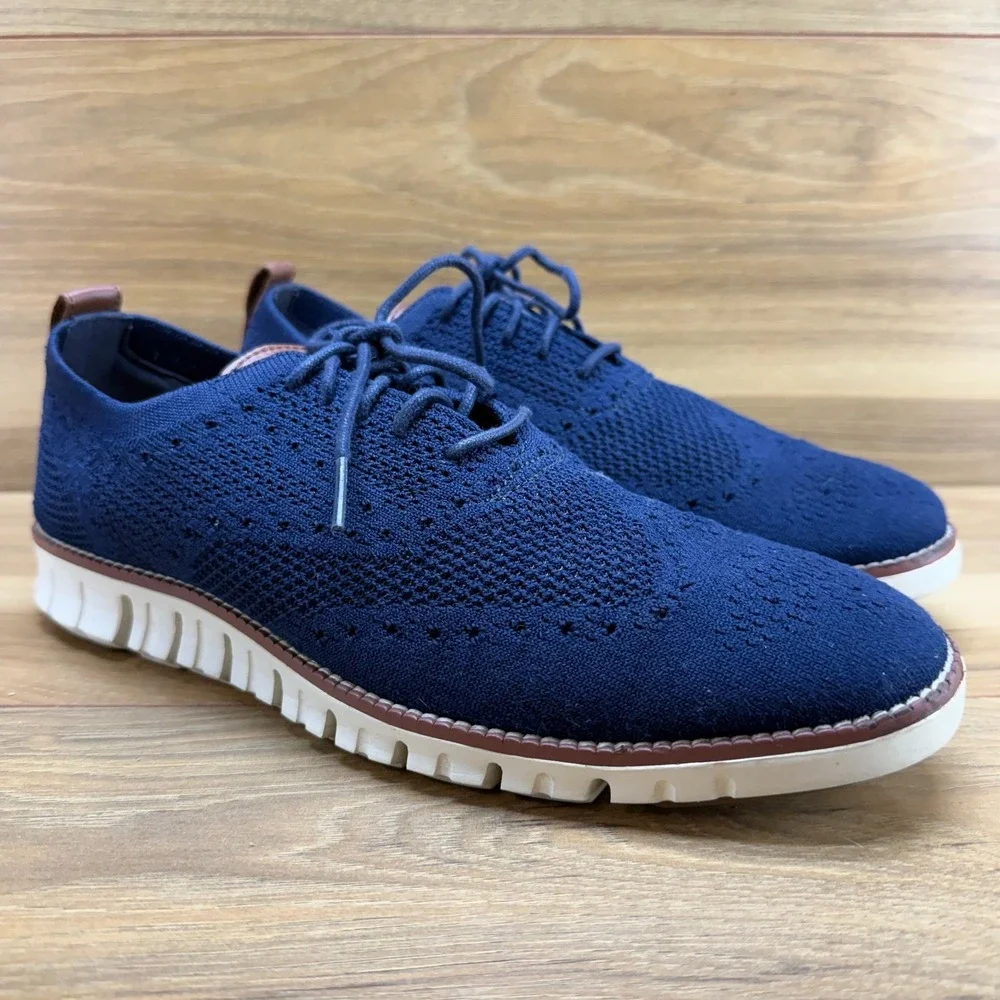 Cole Haan Zero Grand Mesh Wingtip 9 M Navy Blue Stitchlite Oxfords